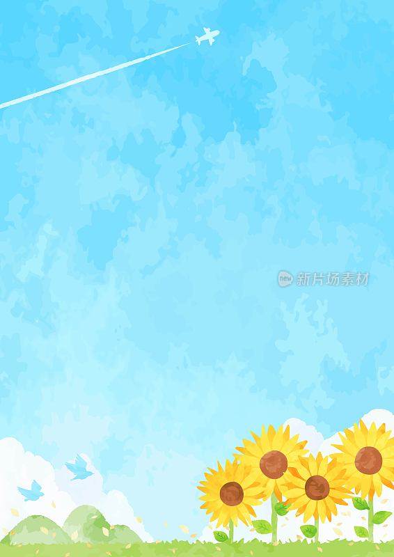 beautiful　watercolor　sunflower　background　illustration　77